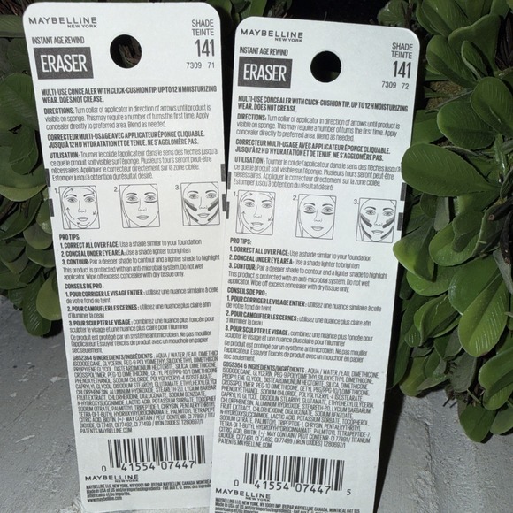 Maybelline Instant Age Rewind Eraser 12 Hr Multiuse Concealer Shade 141 Lot Of 2 - Picture 2 of 2